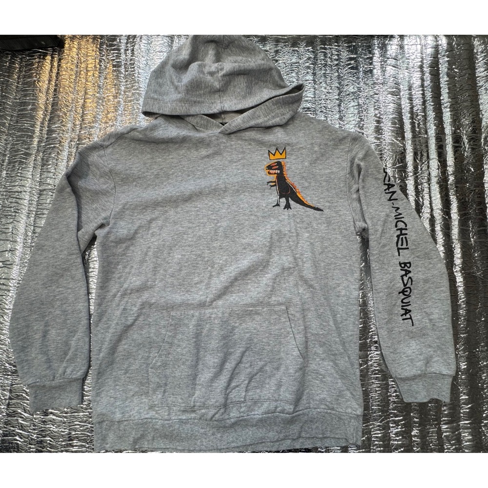 Jean-Michel Basquiat Pez Dispenser Dinosaur Hoodie Gray XL 16 Kids Mens Small